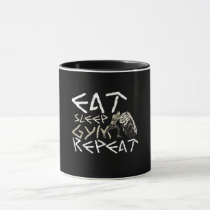 Taza Comer Gimnasio De Sueño Repetir Cita Graciosa