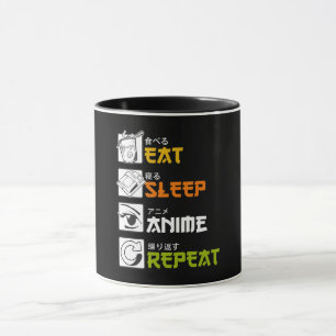 Taza Comer Sleep Anime Repetir Idea de Regalo Cosplayer