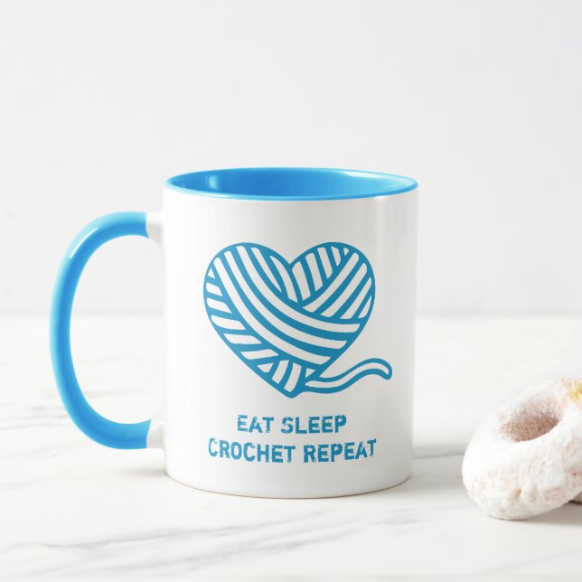 Taza Comer Sleep Crochet Repeat Heart Yarn Ball (Con donut)