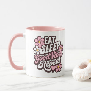 Taza Comer Sleep Good Vibes Repetir