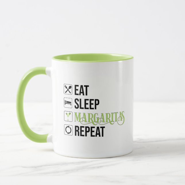 Taza Comer Sleep Margaritas Repetir (Izquierda)