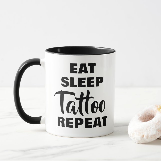 Taza Comer tatuaje de sueño repetir tazón de café para  (Con donut)