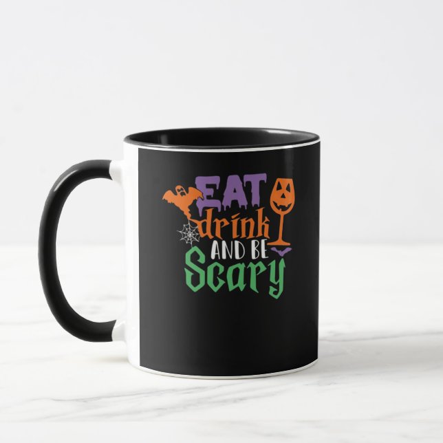 Taza Cómete y sé asustado Halloween Classic Funny Tre (Izquierda)