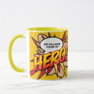 Taza Cómic de Arte Pop Personalizado Eres mi HÉROE