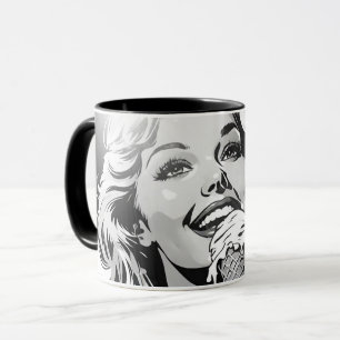 Taza Cómic gráfico BW estilo helado rubia 50s
