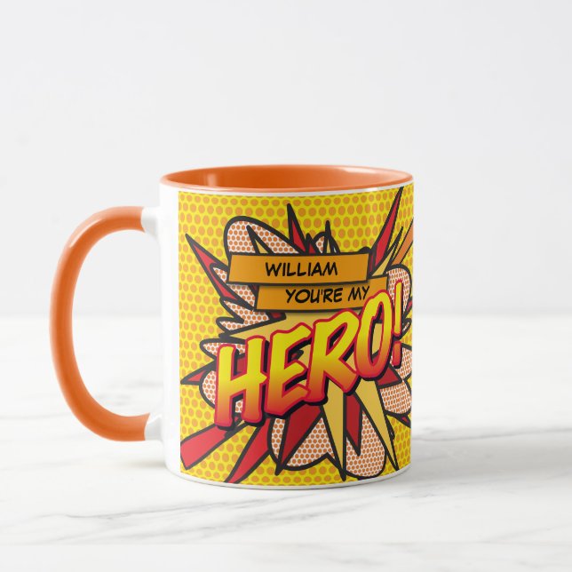 Taza Cómic Personalizado Eres mi HÉROE Arte Pop (Izquierda)