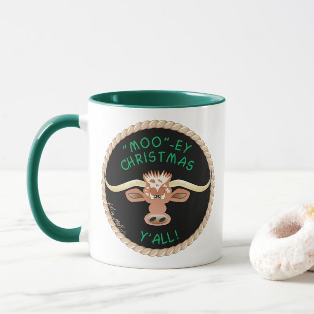 Taza Comical Longhorn Steer (Con donut)