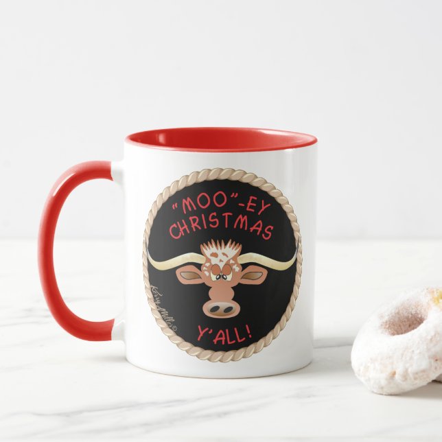 Taza Comical Longhorn Steer (Con donut)