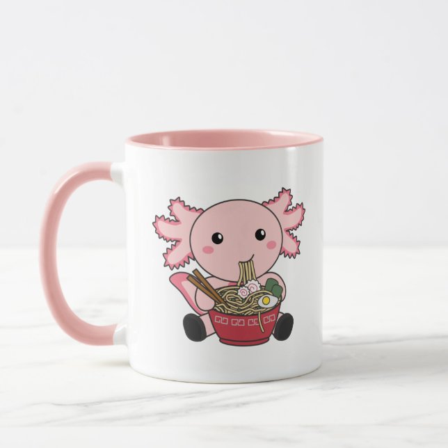 Taza Comida Axolotl Ramen Comida japonesa Kawaii Animal (Izquierda)