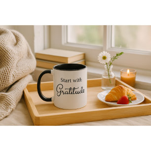Taza Comienza con Gratitud de Dos Tonos