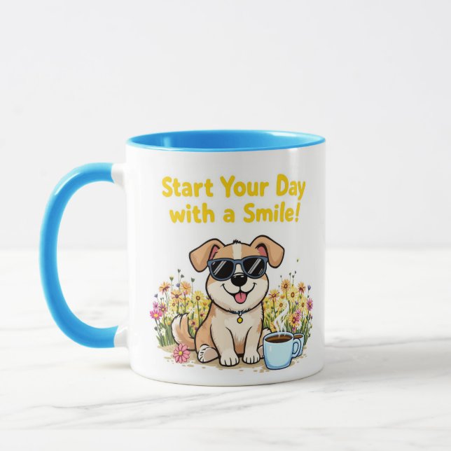 Taza Comienza tu día con una sonrisa - Mug de Pug (Izquierda)