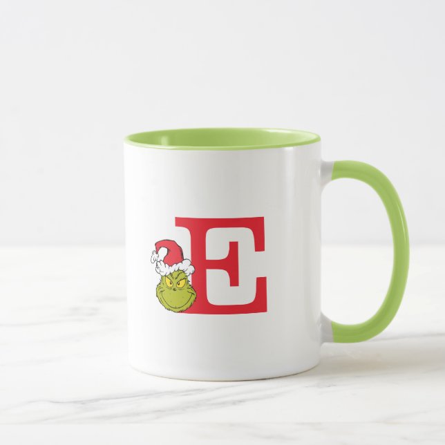 Taza Cómo el Grinch robó la Navidad | Monograma E (Derecha)