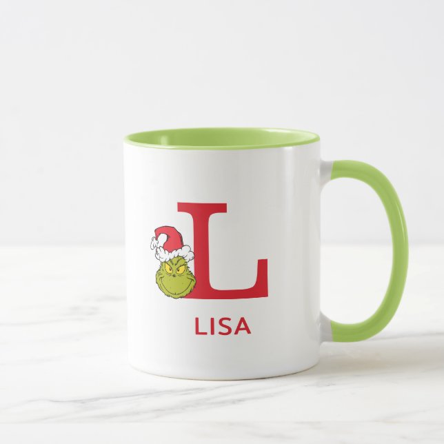 Taza Cómo el Grinch robó la Navidad | Nombre y Monogram (Derecha)
