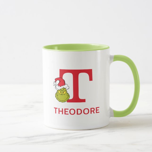 Taza Cómo el Grinch robó la Navidad | Nombre y Monogram (Derecha)