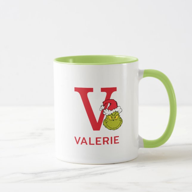 Taza Cómo el Grinch robó la Navidad | Nombre y Monogram (Derecha)