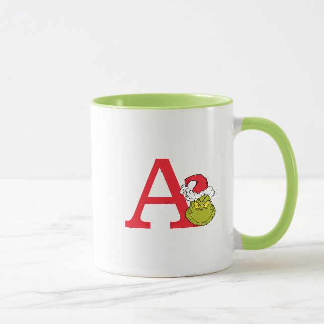 Taza Cómo Grinch Stole Navidades | Monograma A (Derecha)