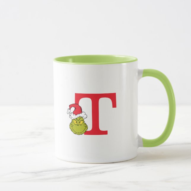 Taza Cómo Grinch Stole Navidades | Monograma T (Derecha)