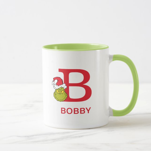 Taza Cómo Grinch Stole Navidades | Nombre y monograma B (Derecha)
