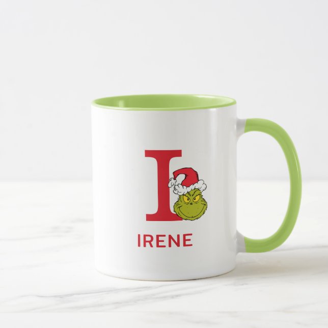 Taza Cómo Grinch Stole Navidades | Nombre y monograma I (Derecha)