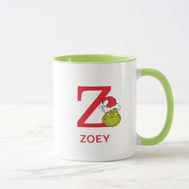 Taza Cómo Grinch Stole Navidades | Nombre y monograma Z (Derecha)