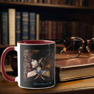 Taza Compañera Dragona Elfa Mística Mariposa Fantasía