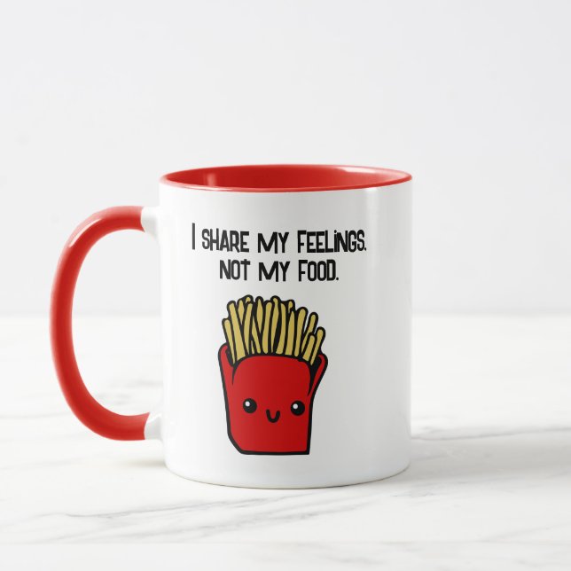Taza Comparto Sentimientos No Comida Graciosa Kawaii Fr (Izquierda)