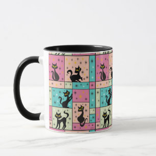 Taza Composición con 5 gatos negros