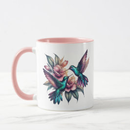 Taza Composición de colibrí y flor