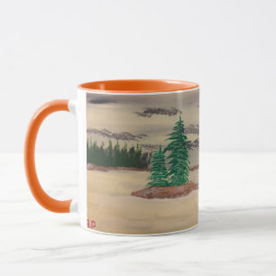 Taza Composición de grises, amarillos y marrones