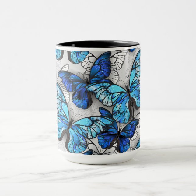 Taza Composición de mariposas blancas y azules (Centro)