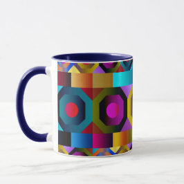 Taza Composición de octogón multicolor