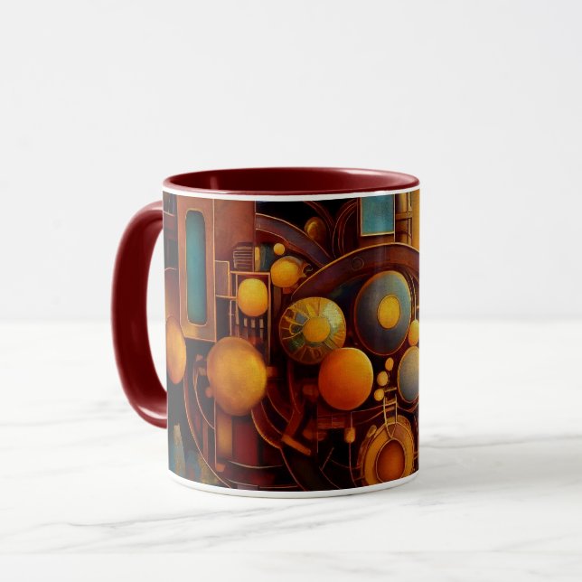 Taza Composición de Orbe Mecánico Steampunk (Anverso izquierdo)
