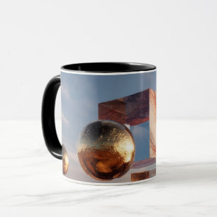 Taza Composición Geométrica Surrealista Con Esferas Dor