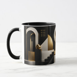 Taza Composición moderna lujosa: regalo dorado y negro