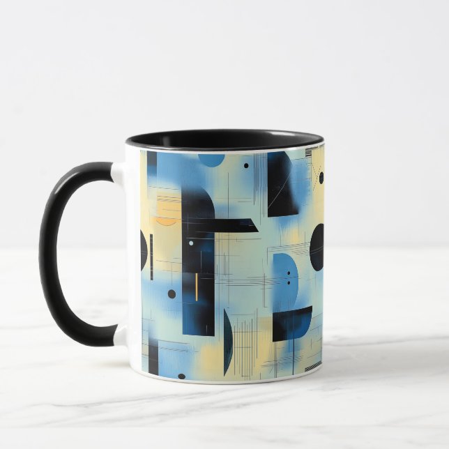 Taza Composición pintada abstracta en azul y amarillo (Izquierda)