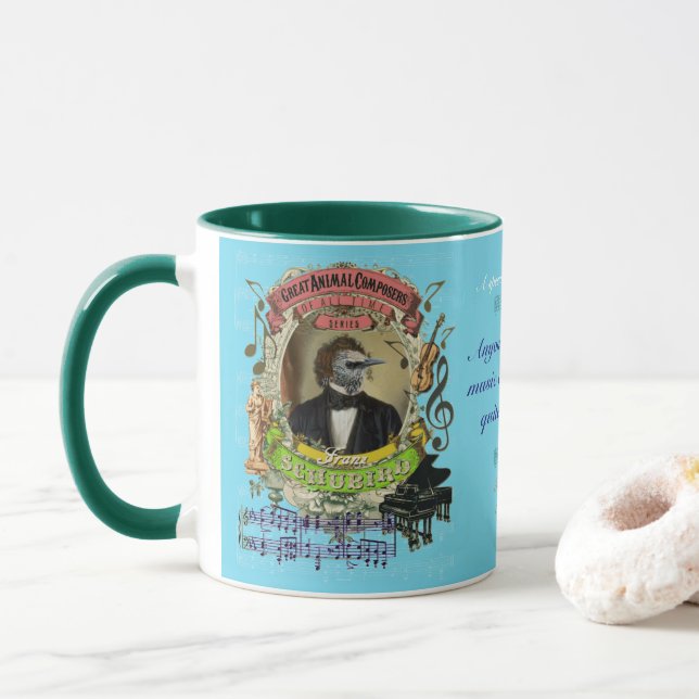 Taza Compositor animal Franz Schubert del pájaro (Con donut)