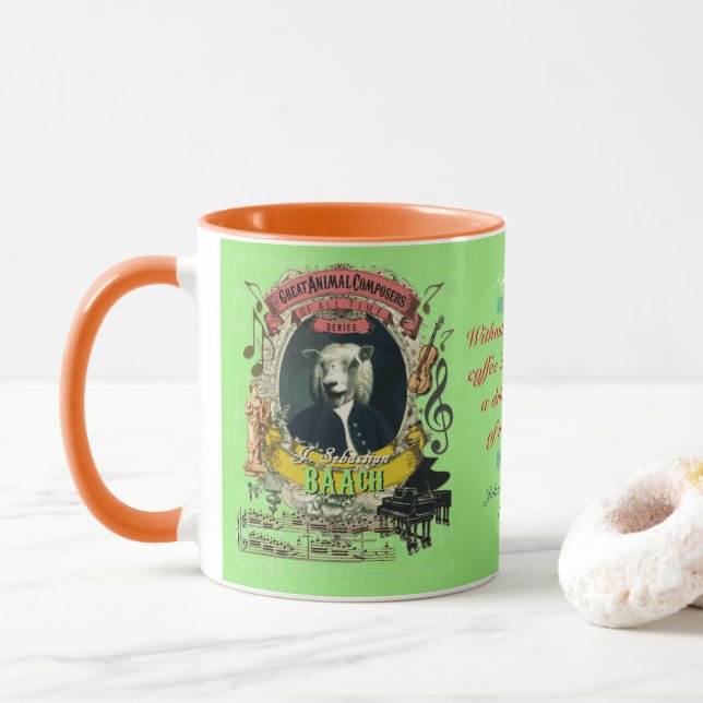 Taza Compositor animal J.S. Bach de las ovejas (Con donut)