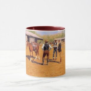 Taza Comprando caballos Polo en el antiguo oeste americ