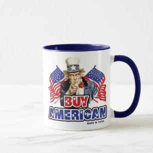 Taza Comprar Americano ( Hecho En China ) - Chiste Dive