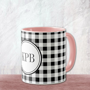 Taza Comprobación de búfalo monograma 11oz. Bebida Comb