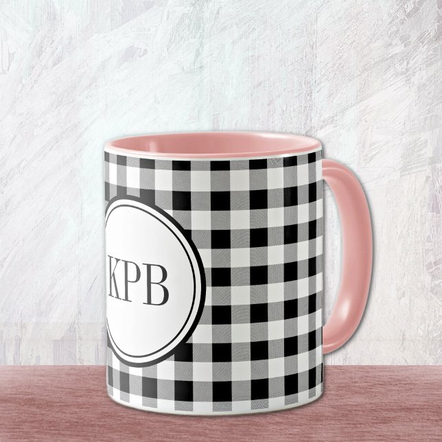 Taza Comprobación de búfalo monograma 11oz. Bebida Comb (Subido por el creador)
