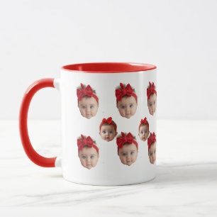 Taza con 2 Fotos de Cara de Bebé Divertido Familia