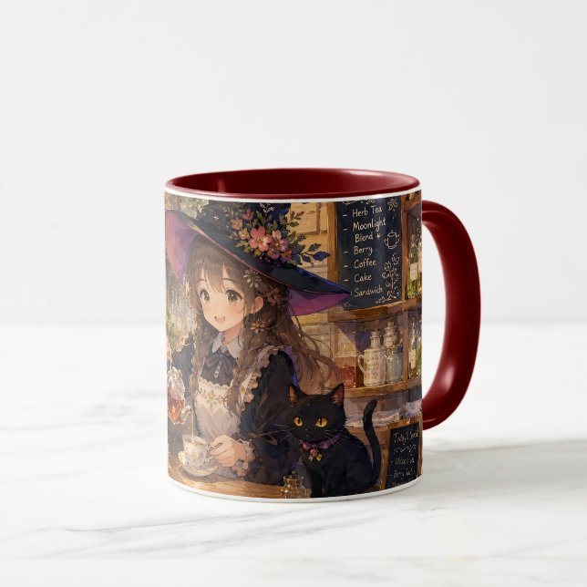 Taza con acento de gato para té de bruja acogedor (Anverso derecho)