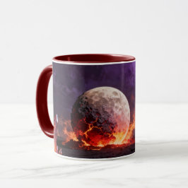 Taza con acento de luna ardiente apocalíptica