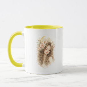 Taza con acento de mujer Boho Moon