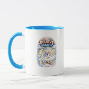 Taza con acento de unicornio mágico Believe