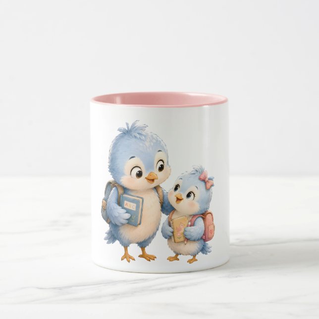 Taza con acento rosa Hermanos pájaros (Centro)