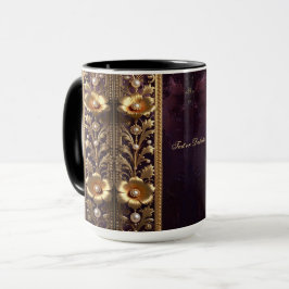 Taza con adorno floral dorado