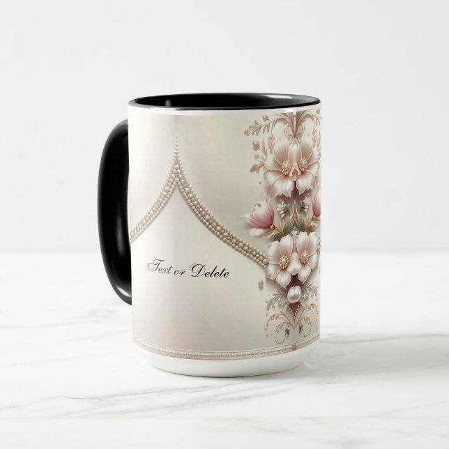 Taza con Adornos Florales y Perlas (Anverso izquierdo)