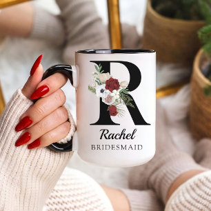 Taza con alfabeto floral personalizado regalo para